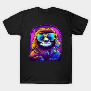 Synthwave Sloth Mullet T-Shirt